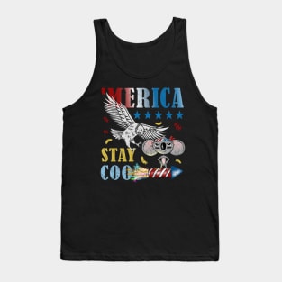 Merica Funny Eagle and Mouse on Fireworks Stay Cool Tank Top